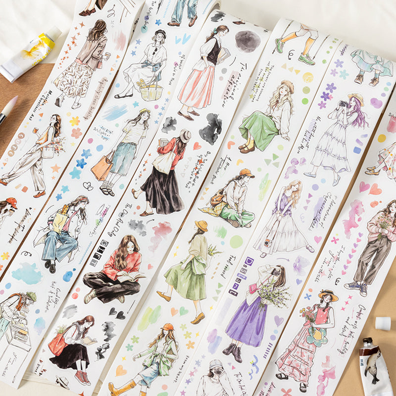 Painted Girl Series Die Cutting Synthetic Paper Tape