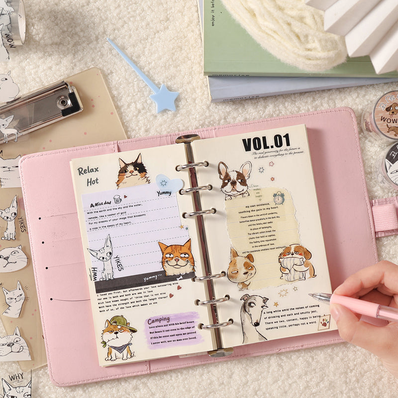 Ugly Face Cats Dogs Series Die Cutting PET Tape