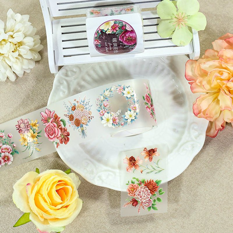 Warm Toned Floral Painting Shell Silver Fog PET Tape