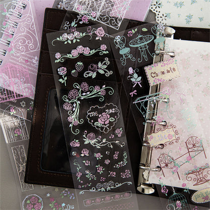 Rose Story Series Die Cutting Silver Stamping PET Tape