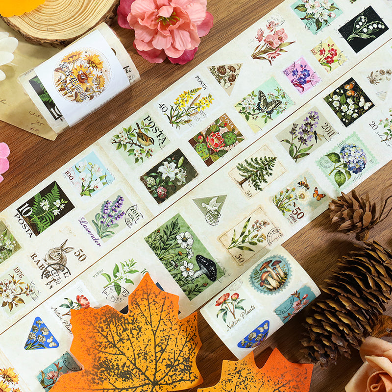 Vintage floral stamp album Die Cutting Washi Tape featuring floral, and vintage designs for journaling, scrapbooking and collage