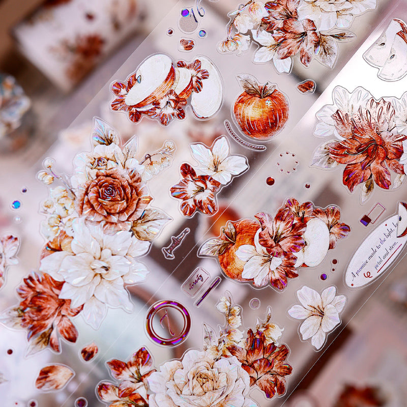 6cm*125cm Sweet Dream Blossoms Die Cutting Washi/PET/Shell Light PET Tape featuring sweet, dream, and light designs for journaling, scrapbooking and collage