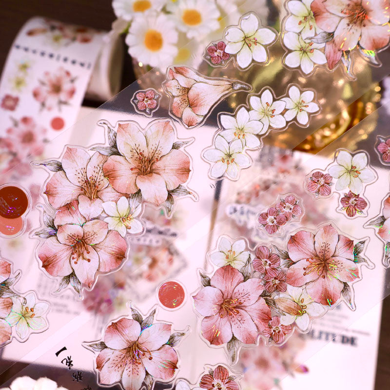 Pink Mist Flower Die-Cutting Washi Tape - Sample 100cm