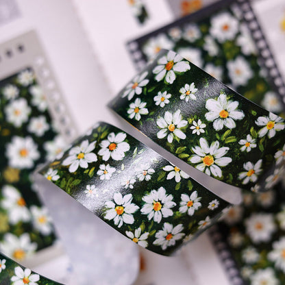 Whole Roll 2.7cm*3m Green Field Washi Tape featuring green designs for journaling, scrapbooking and collage