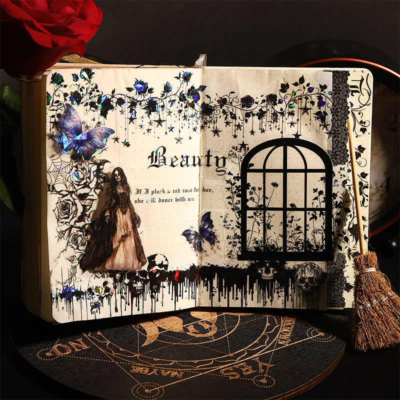 The Dark Night Pact Series Shell Light PET Tape featuring light designs for journaling, scrapbooking and collage