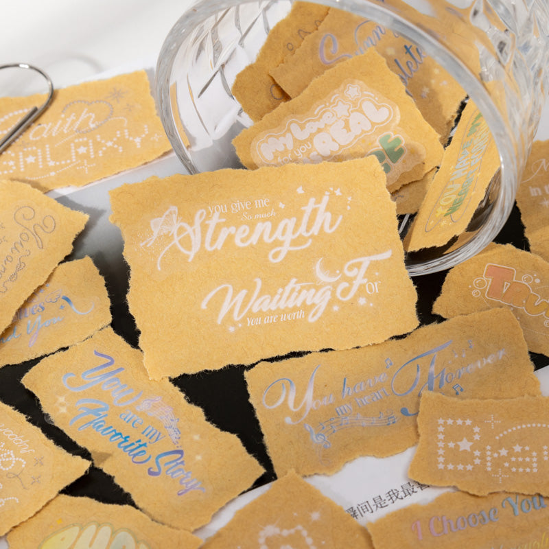 Illuminating Star Words Series Die Cutting PET Tape featuring star designs for journaling, scrapbooking and collage