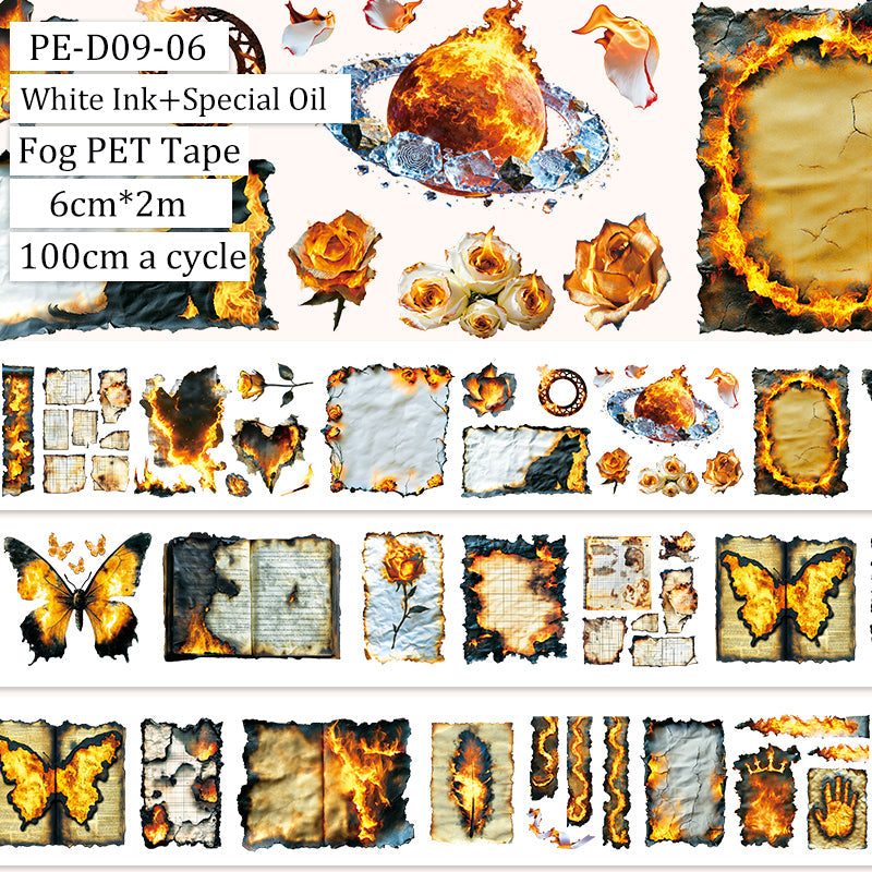 Burn marks Fog PET Tape for journaling, scrapbooking and collage