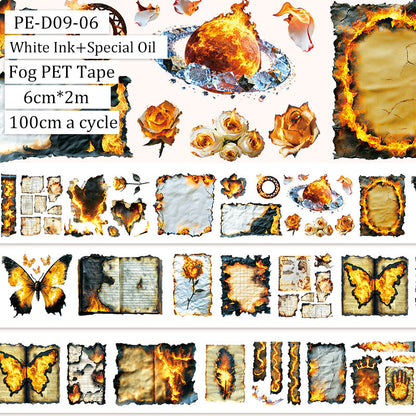 Burn marks Fog PET Tape for journaling, scrapbooking and collage