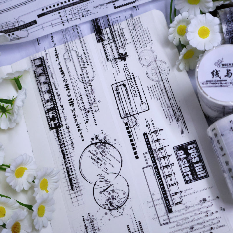 Whole Roll 5cm*5m Lines and frames Die Cutting Washi/PET Tape for journaling, scrapbooking and collage