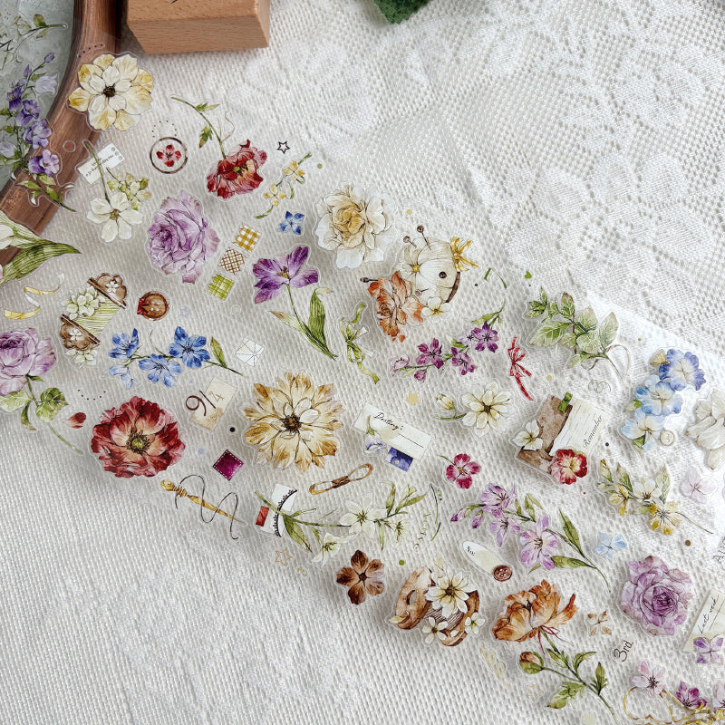 Whole Roll 6cm*5m Embroidered Flower Letter Die Cutting Washi/PET Tape