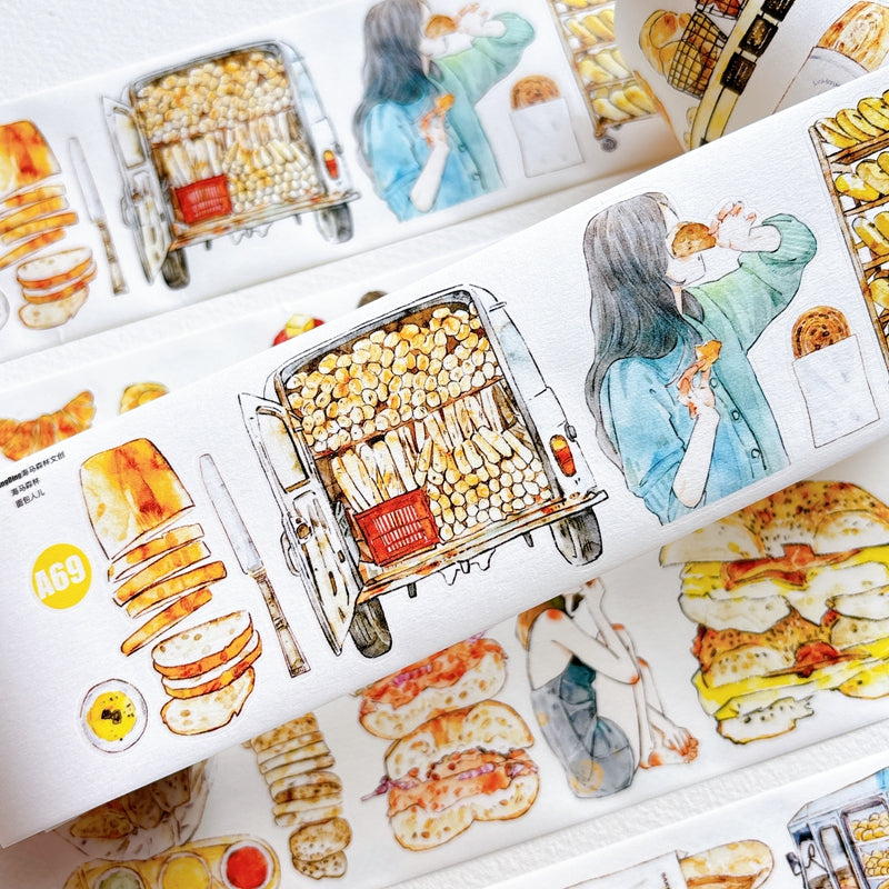 Whole Roll 6cm*5m Bread Girl Die Cutting Washi/PET/Fog PET Tape