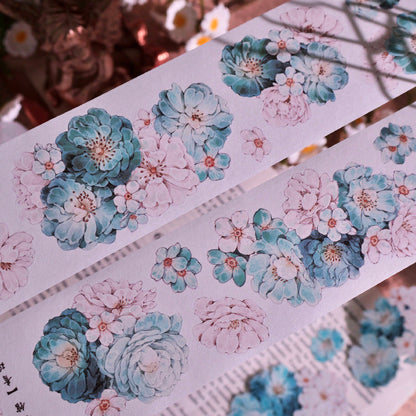 5.5cm*100cm Skinned snow flower Die Cutting Washi/PET Tape featuring flower, and snow designs for journaling, scrapbooking and collage