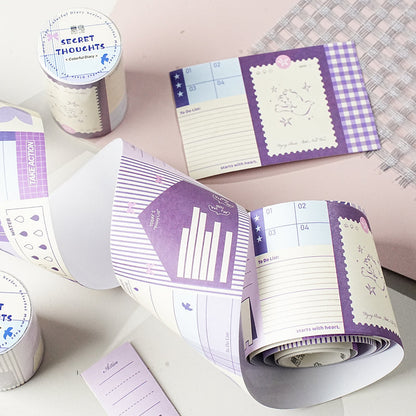 Colorful Diary Series White Kraft Paper Tape featuring white, and color designs for journaling, scrapbooking and collage