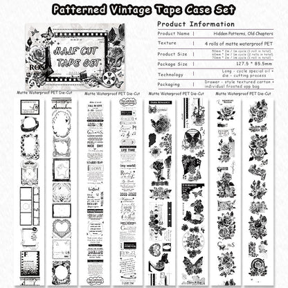 Patterned Vintage Tape Set featuring vintage designs for journaling, scrapbooking and collage