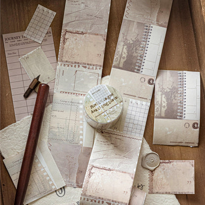 Collage Gallery Series Die Cutting White Kraft Paper Tape featuring white designs for journaling, scrapbooking and collage
