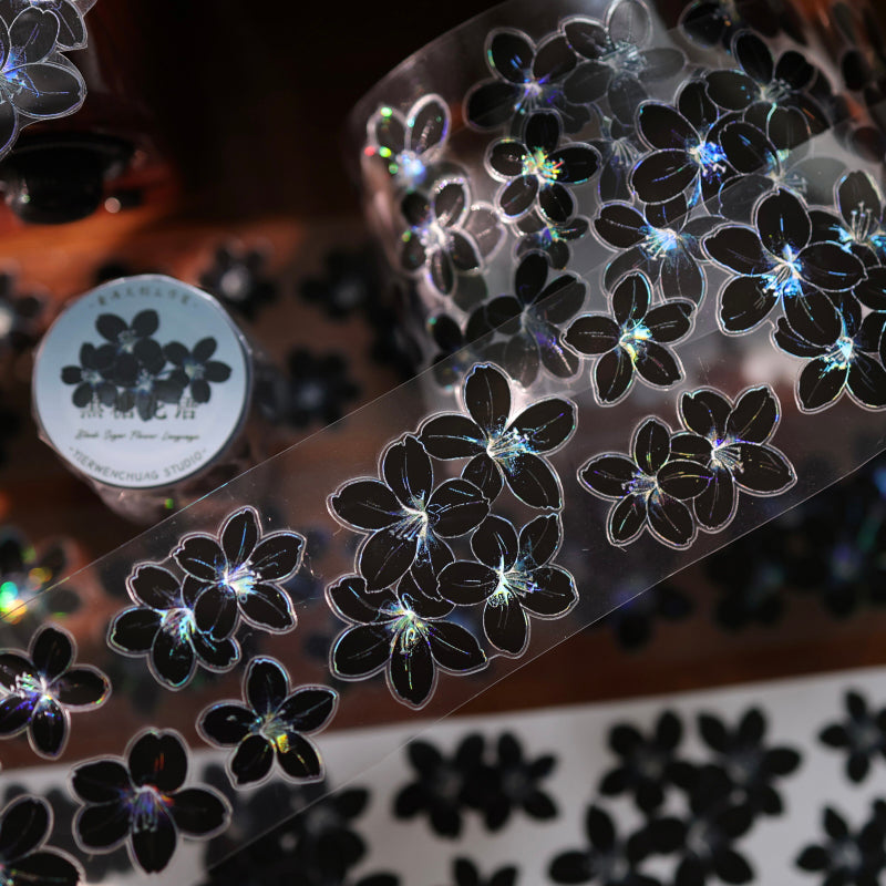 Black Sugar Flower Language Die-Cutting Washi Tape - Sample 100cm