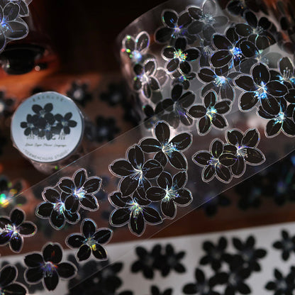 Black Sugar Flower Language Die-Cutting Washi Tape - Sample 100cm