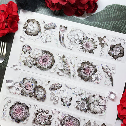 6cm*100cm Darkness thorns Shell Light PET Tape featuring light designs for journaling, scrapbooking and collage