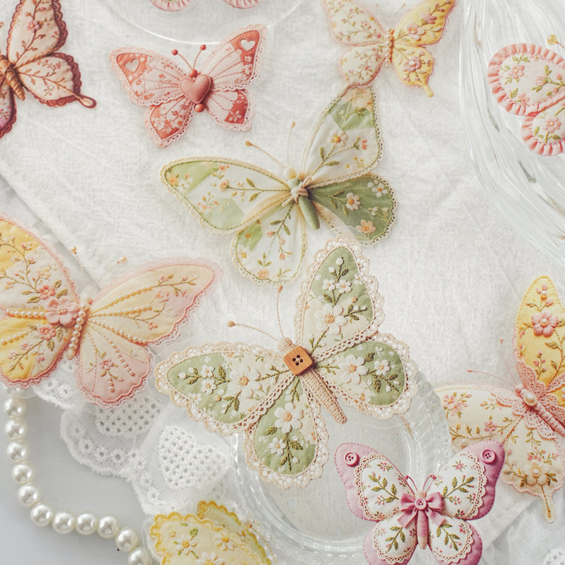 Fabric Butterfly Chronicles Series Sticker featuring butterfly designs for journaling, scrapbooking and collage