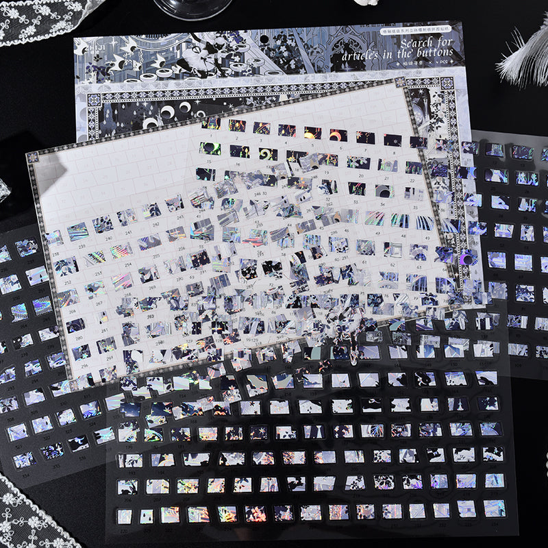Silver Axis Suite Series 3D Sticker featuring silver designs for journaling, scrapbooking and collage