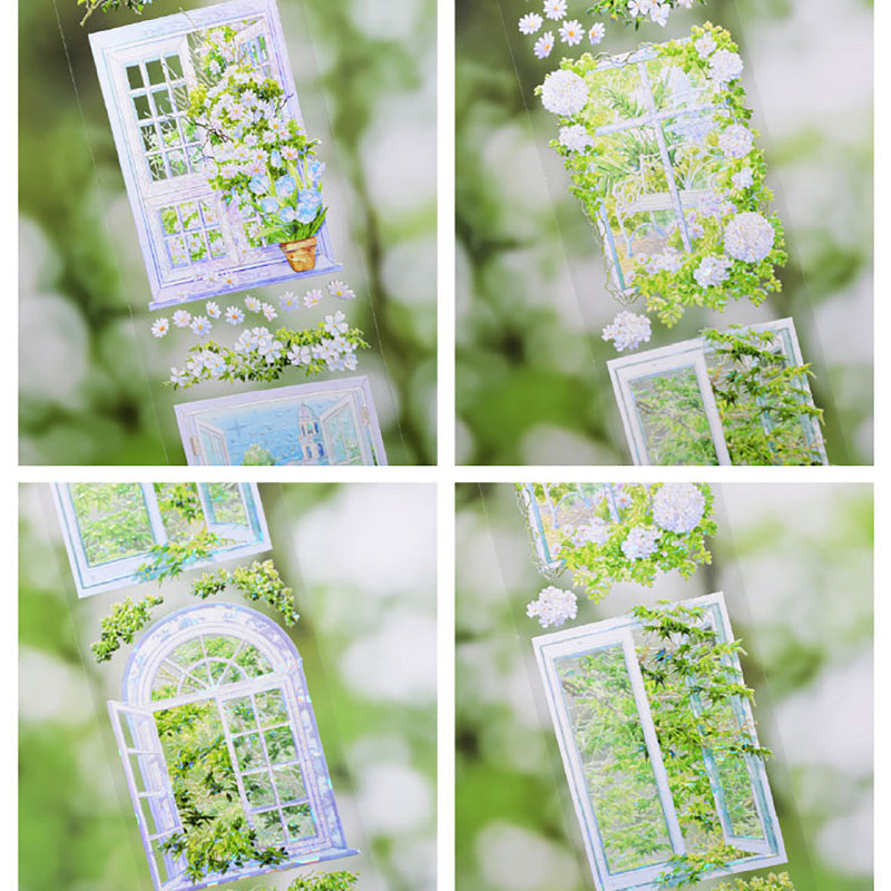 Whole Roll 6cm*5m Light Color Floral Window Shadows Shell Light PET Tape