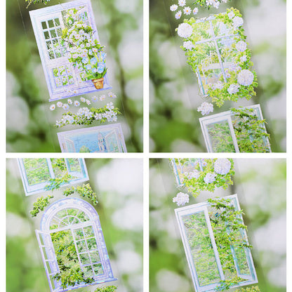 Whole Roll 6cm*5m Light Color Floral Window Shadows Shell Light PET Tape
