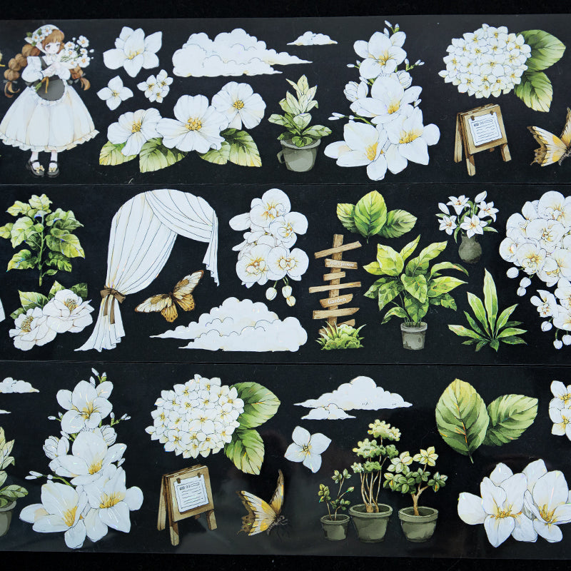 Small Garden Die Cutting Washi/Shell Light PET Tape featuring garden, and light designs for journaling, scrapbooking and collage