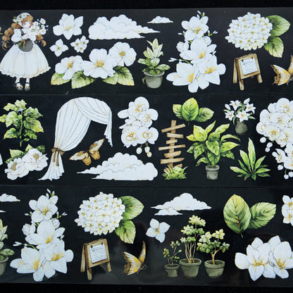 Small Garden Die Cutting Washi/Shell Light PET Tape featuring garden, and light designs for journaling, scrapbooking and collage