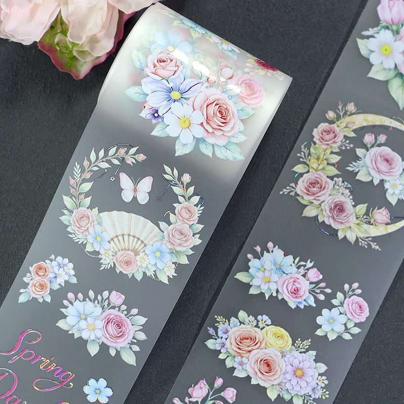 Flower Language Diary Shell Silver Fog PET Tape