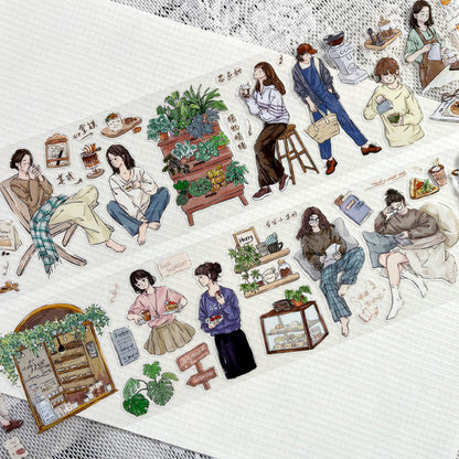 Whole Roll 7.5cm*5m Coffee Lover Die Cutting Washi/PET/Fog PET Tape for journaling, scrapbooking and collage