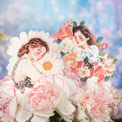Embracing the beauty of flowers Sticker