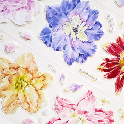 4.5cm*100cm Soft silk flowers Die Cutting Washi/PET Tape featuring flower designs for journaling, scrapbooking and collage