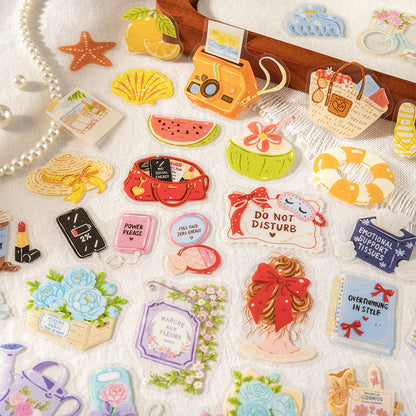 Relaxing Vacation Series Sticker featuring cat designs for journaling, scrapbooking and collage