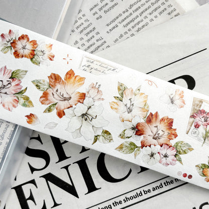 Whole Roll 5.5cm*5m Crimson Magnolia Die Cutting Washi/PET Tape for journaling, scrapbooking and collage