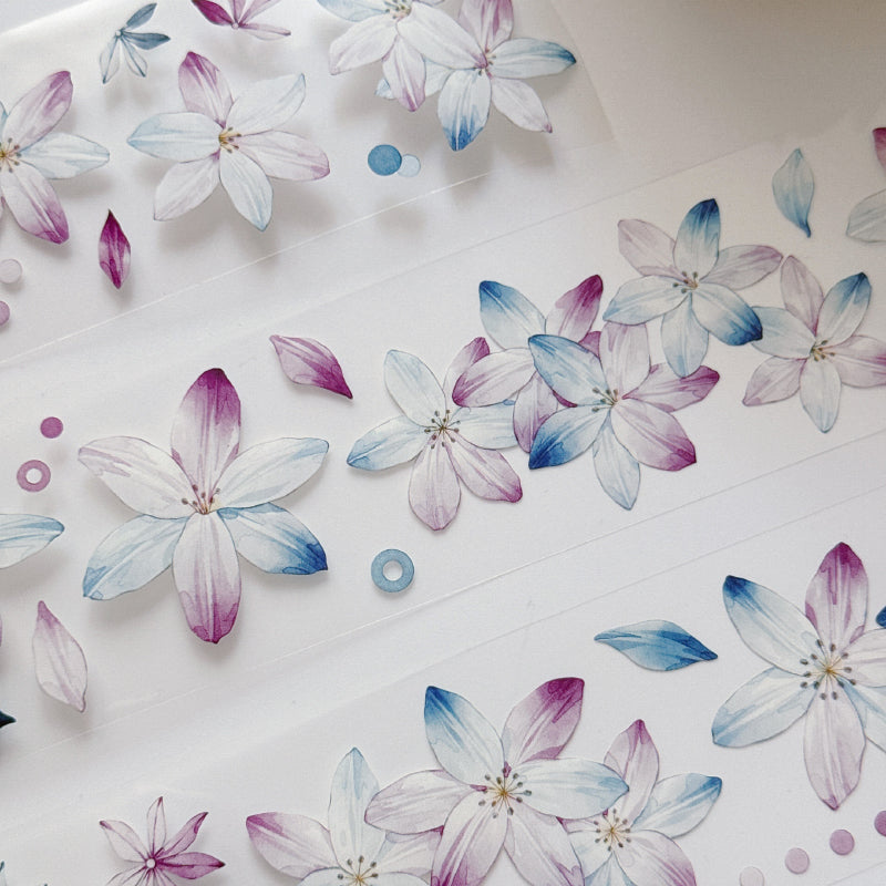 Whole Roll 5cm*5m Rainbow Orchid Washi/PET Tape featuring rain, and rainbow designs for journaling, scrapbooking and collage