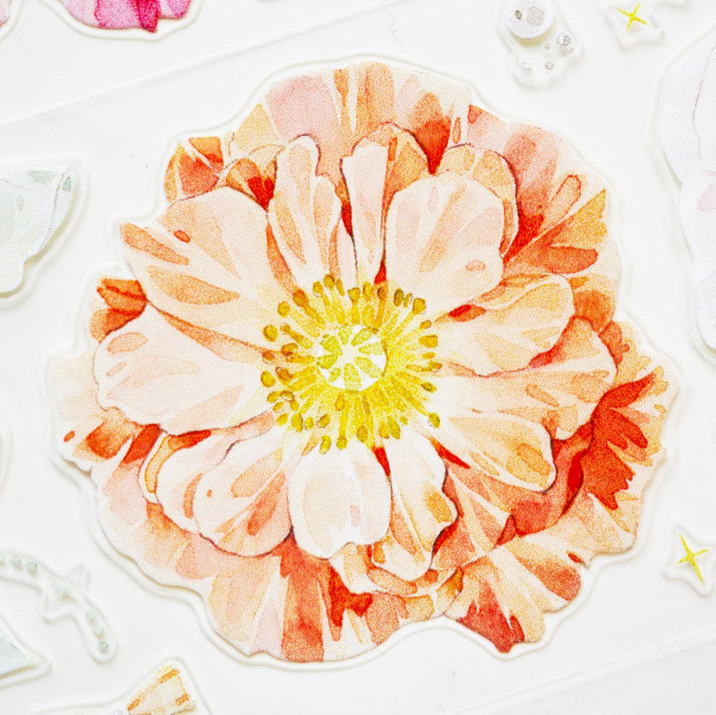 4.5cm*100cm Soft silk flowers Die Cutting Washi/PET Tape featuring flower designs for journaling, scrapbooking and collage