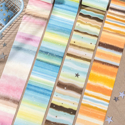 Velvet Mist Starfield Series White Kraft Paper Tape featuring white, and star designs for journaling, scrapbooking and collage