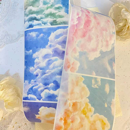 Whole Roll 10cm*4.29m Dreams accumulate in the clouds Washi Tape featuring dream, and cloud designs for journaling, scrapbooking and collage
