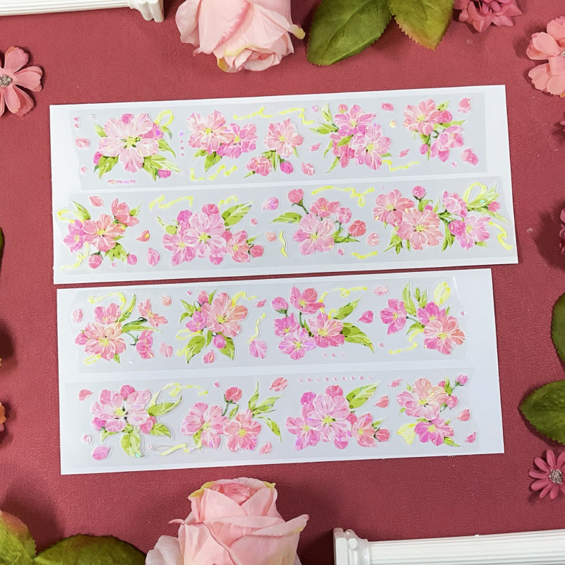 5cm*100cm Pine Ccented flower Washi/Self-adhesive/Shell Light PET Tape featuring flower, and light designs for journaling, scrapbooking and collage