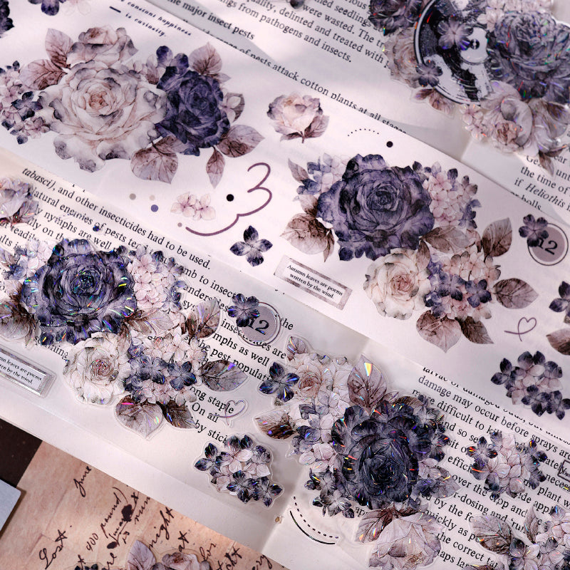 6cm*125cm Cloud Ink Flower Clusters Die Cutting Washi/PET/Shell Light Washi/PET Tape