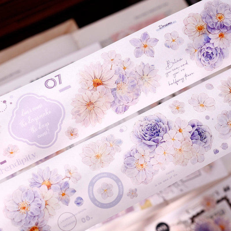5.5cm*125cm Softly Blooming Flower Die Cutting Washi/PET/Shell Light Washi/PET Tape