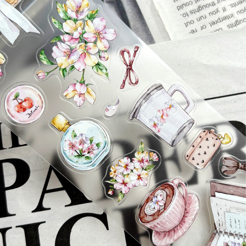 Whole Roll 5.5cm*5m Flowers Stories Die Cutting Washi/PET/Fog PET Tape featuring flower designs for journaling, scrapbooking and collage