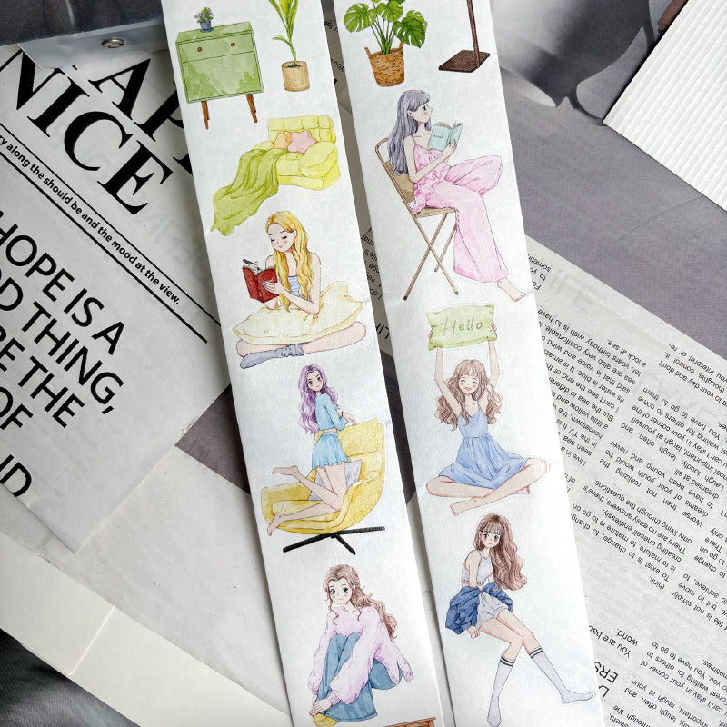 5.5cm*125cm Time At Home Die Cutting Washi/PET/Fog PET Tape featuring home designs for journaling, scrapbooking and collage