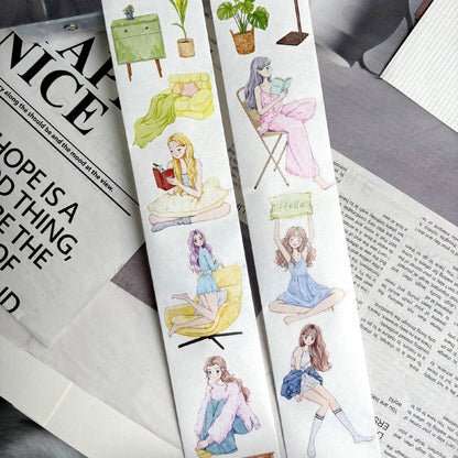 5.5cm*125cm Time At Home Die Cutting Washi/PET/Fog PET Tape featuring home designs for journaling, scrapbooking and collage