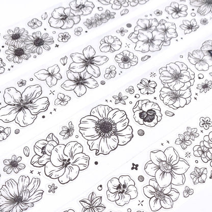 Whole Roll 4cm*5m In the sea of flowers Die Cutting PET Tape featuring flower, and sea designs for journaling, scrapbooking and collage
