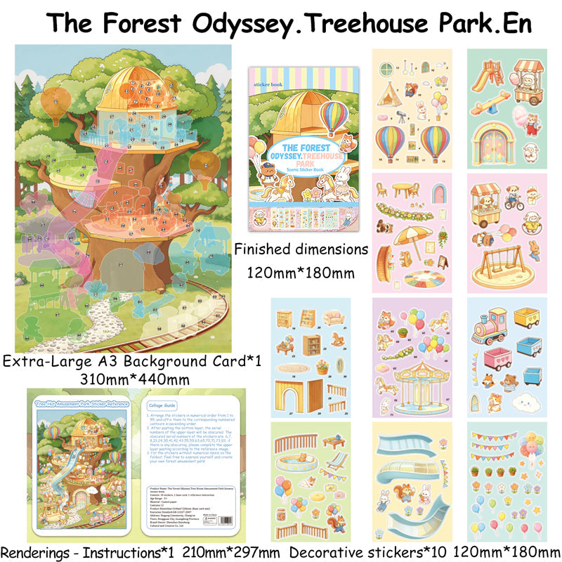 Treehouse Park 3D Sticker featuring house, and tree designs for journaling, scrapbooking and collage