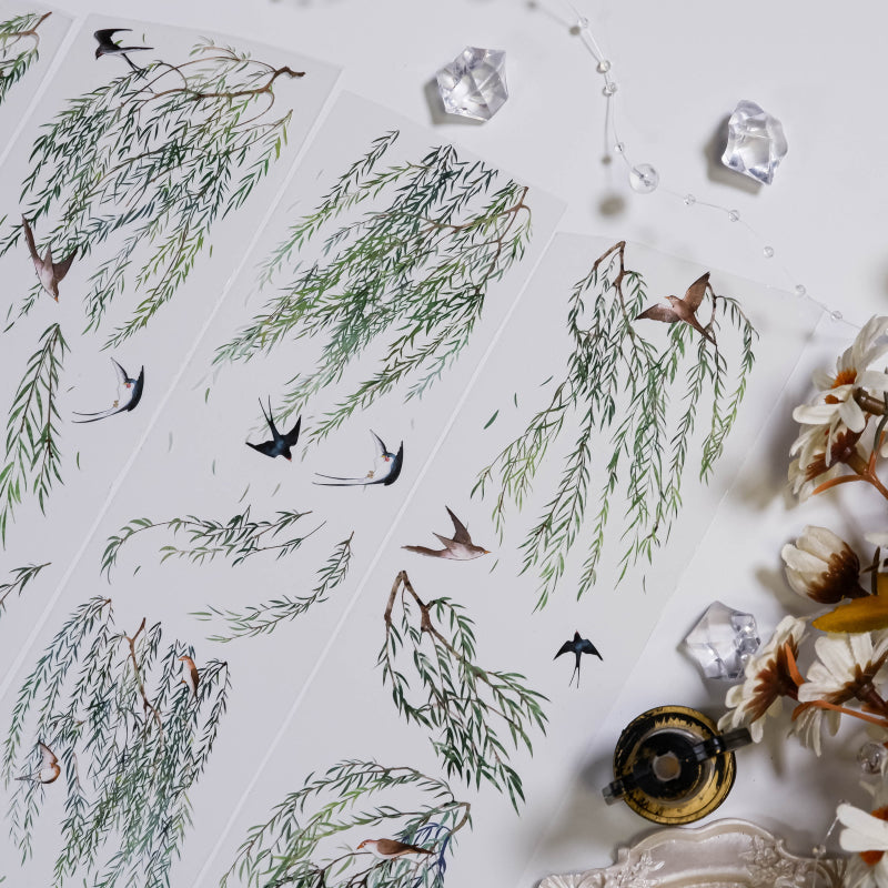 Whole Roll 6.5cm*5m Willow branches PET Tape for journaling, scrapbooking and collage