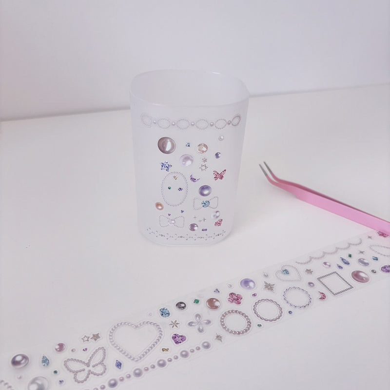 4cm*100cm Little Pearl Die Cutting PET Tape featuring pearl designs for journaling, scrapbooking and collage