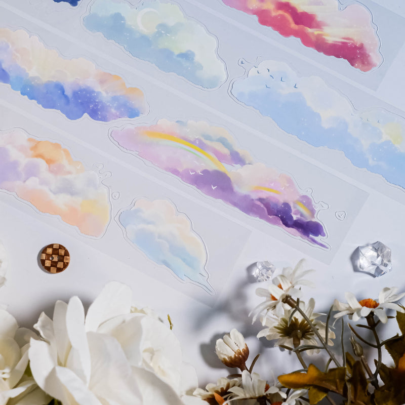 Whole Roll 4.5cm*5m In the cloud Die Cutting PET Tape featuring cloud designs for journaling, scrapbooking and collage