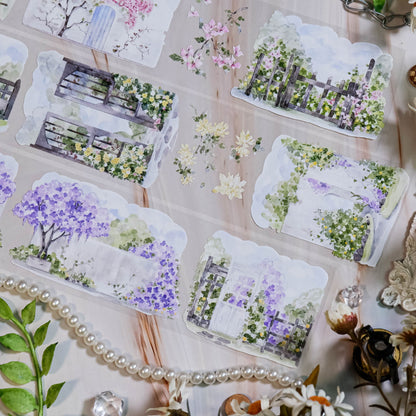 Whole Roll 6.5cm*5m Small Garden PET Tape featuring garden designs for journaling, scrapbooking and collage